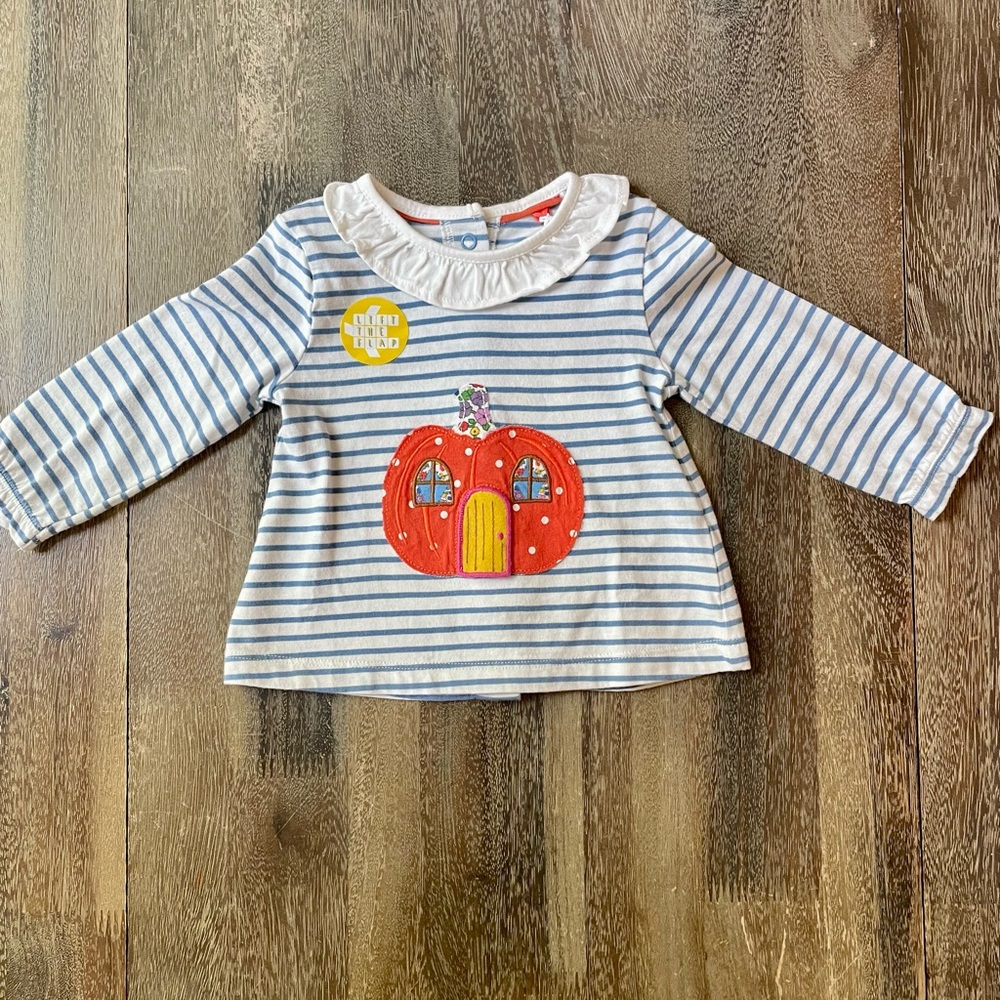 SOLD NWT Pumpkin Applique with flip flap, 3-6 months - Picture 1 of 3